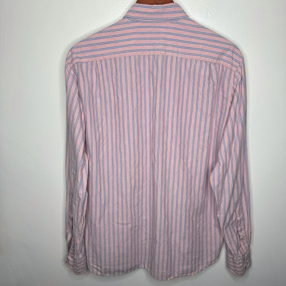 J. Crew Classic 100% Cotton Pink Striped Long Sleeve Button Down‎ Shirt Size L